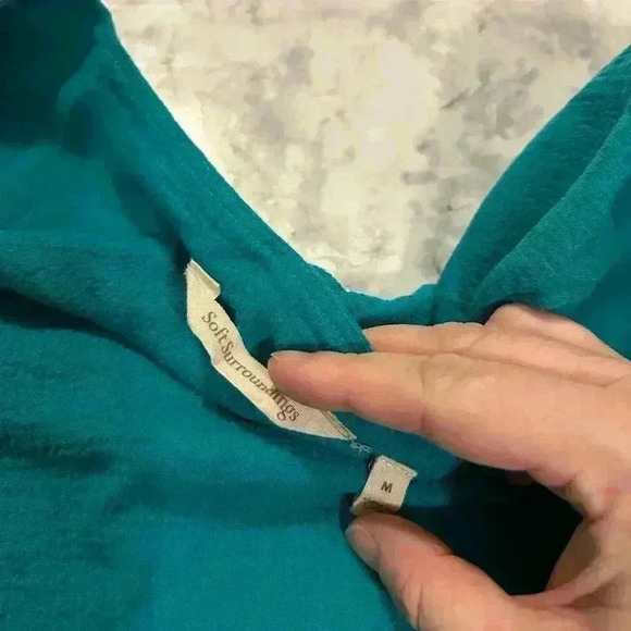 Soft Surroundings Teal Tunic Quarter Sleeve Layered Shirt Size Medium - Picture 2 of 5